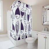 かわいい魚。子供の背景。シームレスなパターン。缶 シャワーカーテン (インサイチュ)