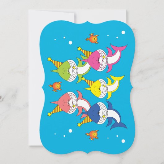 かわいい鮫家族の漫画 招待状 (正面)