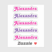 かわいい鮮やかなピンクと紫の名前 シール (シート)