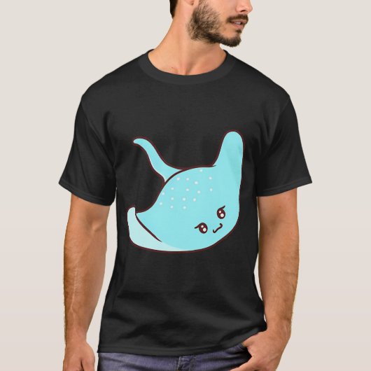 かわいい鮮やかな青いエイ Tシャツ (正面)