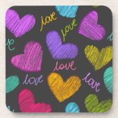 かわいい鮮やかハートとラブスクリプト コースター (正面)