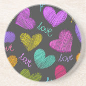 かわいい鮮やかハートとラブスクリプト コースター (正面)