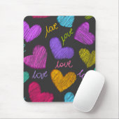 かわいい鮮やかハートとラブスクリプト マウスパッド (マウス)