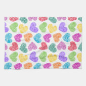 かわいい鮮やかハートバレンタインデーのパターン キッチンタオル (横)