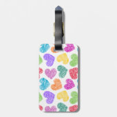 かわいい鮮やかハートバレンタインデーのパターン ラゲッジタグ (裏面縦)