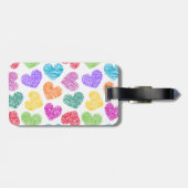 かわいい鮮やかハートバレンタインデーのパターン ラゲッジタグ (裏面横)
