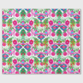 かわいい鮮やかピンクターコイズクリスマスオーナメント ラッピングペーパー (フラット)