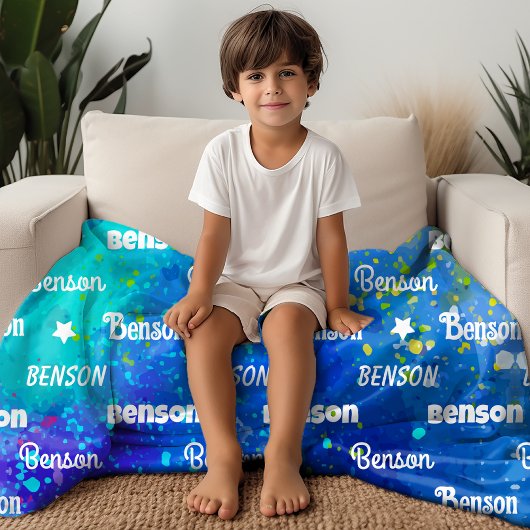 かわいい鮮やか繰り返し名パーソナライズされた フリースブランケット