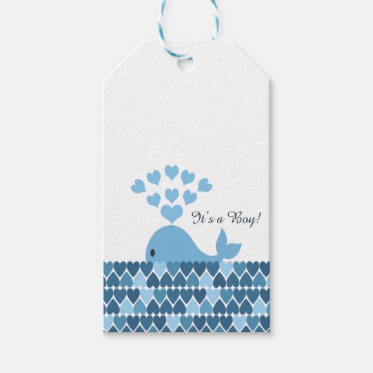 かわいい鯨の男の子 ギフトタグ (正面)