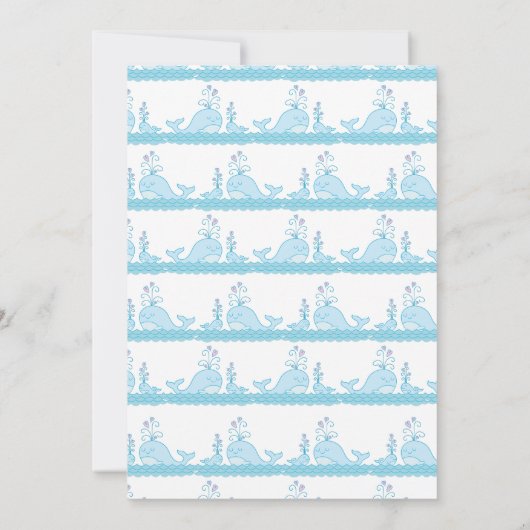かわいい鯨の赤ちゃんがシャワー海男女兼用ブルー 招待状 (裏面)