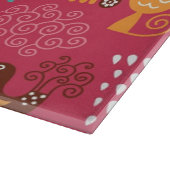 かわいい鳥および猫が付いているパターン カッティングボード (角)