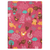 かわいい鳥および猫が付いているパターン クリップボード (裏面)