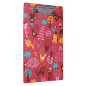 かわいい鳥および猫が付いているパターン クリップボード (右)