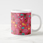 かわいい鳥および猫が付いているパターン ジャンボコーヒーマグカップ (右)