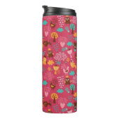 かわいい鳥および猫が付いているパターン タンブラー (回転右)