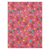 かわいい鳥および猫が付いているパターン テーブルクロス (正面)