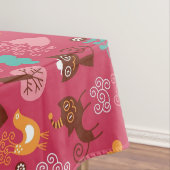 かわいい鳥および猫が付いているパターン テーブルクロス (インサイチュ)