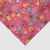 かわいい鳥および猫が付いているパターン 薄葉紙 (詳細)