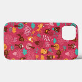 かわいい鳥および猫が付いているパターン Case-Mate iPhoneケース (裏面 (横))