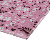 かわいい鳥および花ピンクパターン カッティングボード (角)