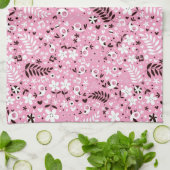 かわいい鳥および花ピンクパターン キッチンタオル (折り畳み)