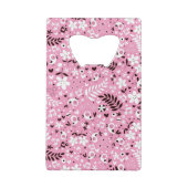 かわいい鳥および花ピンクパターン クレジットカード栓抜き (裏面)