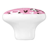 かわいい鳥および花ピンクパターン セラミックノブ (側面)