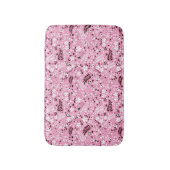 かわいい鳥および花ピンクパターン バスマット (正面縦)