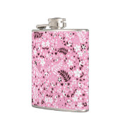 かわいい鳥および花ピンクパターン フラスク (左)