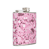 かわいい鳥および花ピンクパターン フラスク (右)