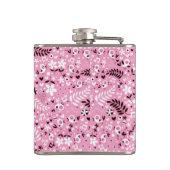 かわいい鳥および花ピンクパターン フラスク (裏面)
