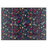 かわいい鳥および花模様 カッティングボード (正面)