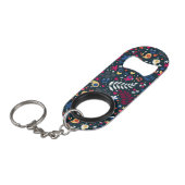 かわいい鳥および花模様 キーホルダー栓抜き (正面アングル)