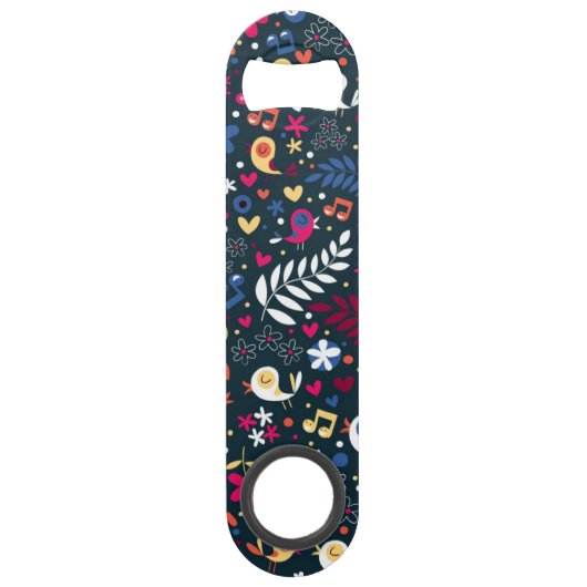 かわいい鳥および花模様 スピード栓抜き (正面)