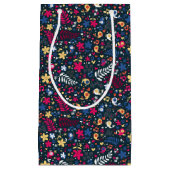 かわいい鳥および花模様 スモールペーパーバッグ (正面)