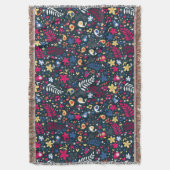 かわいい鳥および花模様 スローブランケット (正面縦)