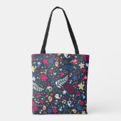 かわいい鳥および花模様 トートバッグ (裏面)