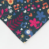 かわいい鳥および花模様 フリースブランケット (角)