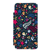 かわいい鳥および花模様 INCIPIO iPhoneウォレットケース (フォリオ 正面)