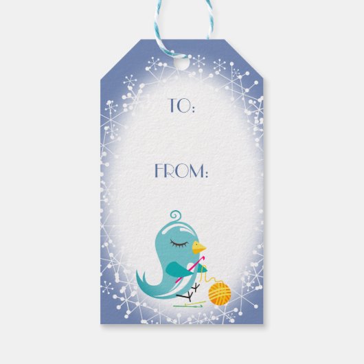 かわいい鳥かぎ針編みフックヤーンクリスマスラベル ギフトタグ (裏面)