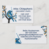 かわいい鳥かぎ針編み糸のクラフト包装 名刺 (正面/裏面)