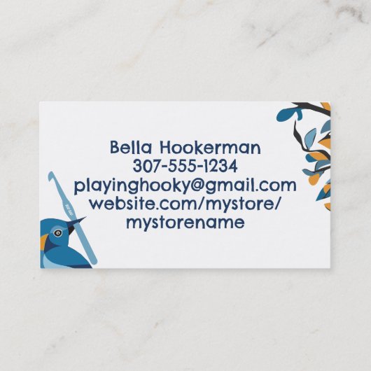 かわいい鳥かぎ針編み糸のクラフト包装 名刺 (裏面)