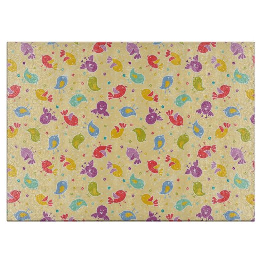 かわいい鳥が付いているベビーパターン カッティングボード (正面)