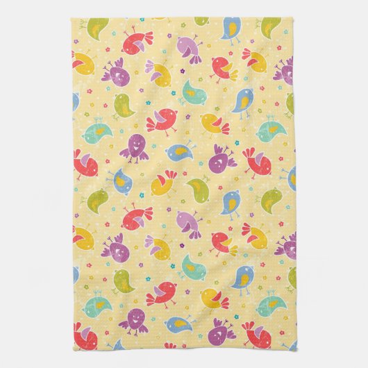 かわいい鳥が付いているベビーパターン キッチンタオル (縦)