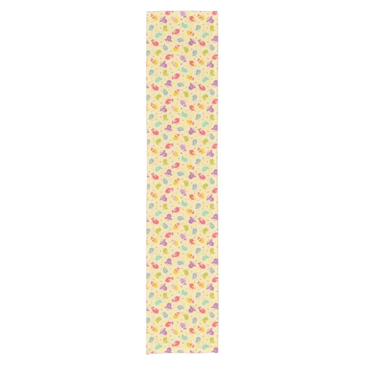 かわいい鳥が付いているベビーパターン ショートテーブルランナー (正面)