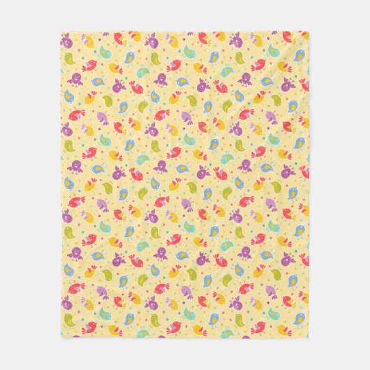 かわいい鳥が付いているベビーパターン フリースブランケット (正面)