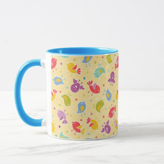 かわいい鳥が付いているベビーパターン マグカップ (左)