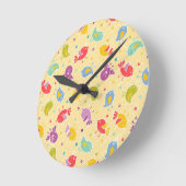 かわいい鳥が付いているベビーパターン ラウンド壁時計 (傾斜)