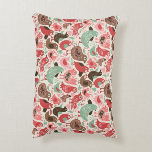 かわいい鳥が付いている背景 アクセントクッション (裏面(縦))