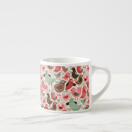 かわいい鳥が付いている背景 エスプレッソカップ (右)